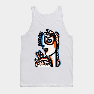 Orange Blue Tribal Graffiti Creature Tank Top